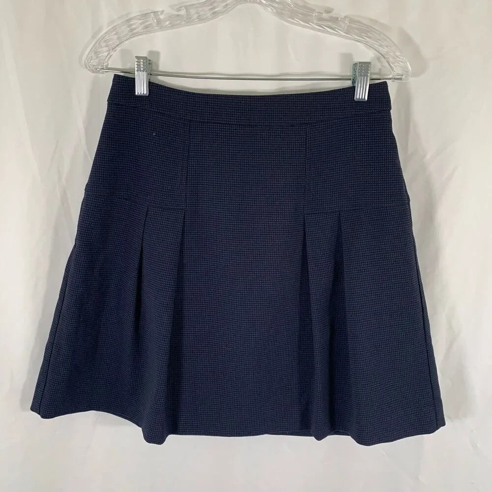 Halogen Mini Skirt Womens 8 Blue Pleated A-line Zip Back Lined Pull On